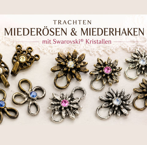Trachten-Miederösen und Miederhaken mit Swarovski® Kristallen für Dirndl