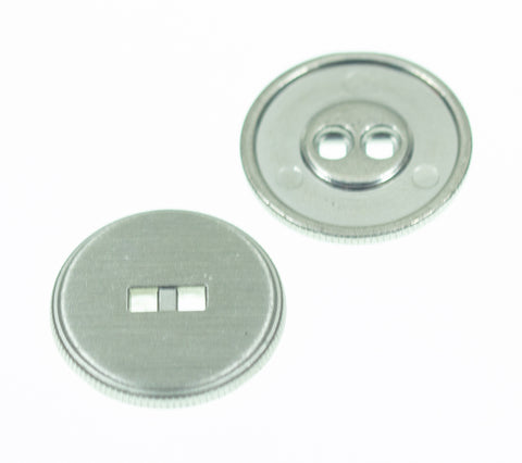 Metallknopf mit gebürstet in Silber mit 2-Loch-Befestigung in 15–18 mm