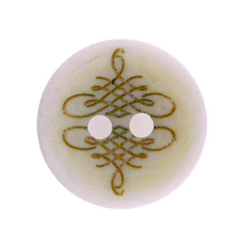 Beige 2-Loch Knöpfe mit braunem Schlingen Muster KN-84 B