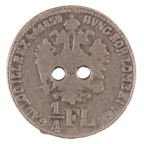 Metallknopf in Silber mit 2-Loch-Befestigung in 28 mm