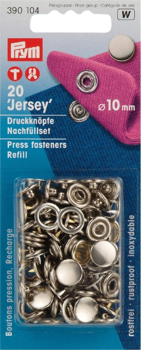 Jersey Druckknöpfe silber Nachfüllset 10 mm
