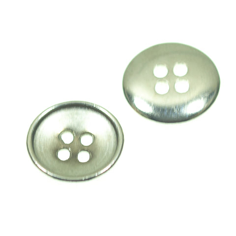 Metallknopf in Silber mit 4-Loch-Befestigung in 9–15 mm