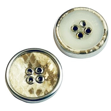 4-Loch Knopf Schlangenlederimitat SFK-5-Beige