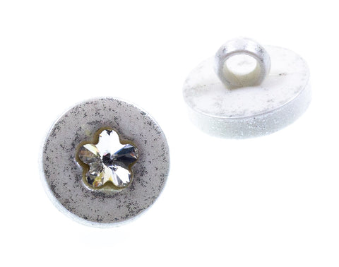 Blusen Knöpfe mit Strass Blümchen bl-70-weiss-silber