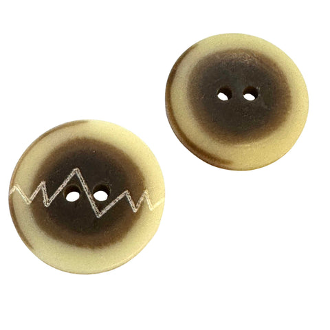 Jacken Knopf Braun Beige 2-Loch  mit Zick Zack Muster KBR-14