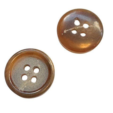 Brauner Honig Farbener Hornimitat 4-Loch Knopf mit Rand KBR-141