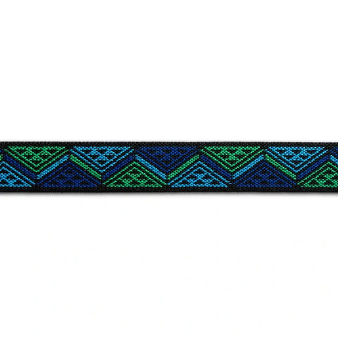 Gummiband schwarz mit grün blauem Zick-Zack