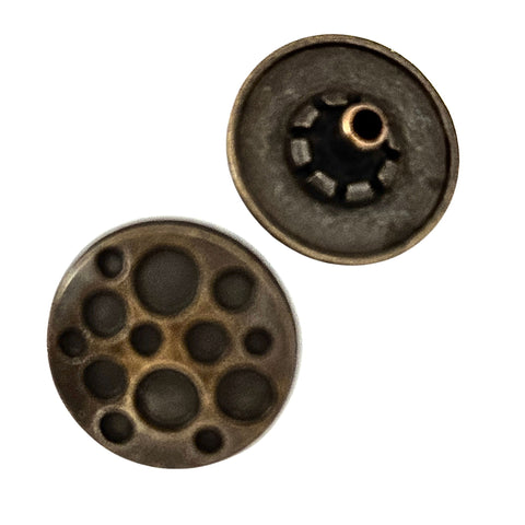 Druckknopf mit Punktmuster in altmessing – zum Vernieten, ideal für Kleidung, Taschen und DIY-Projekte, erhältlich in 15 mm und 20 mm
