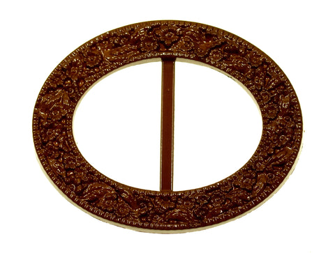 Gürtelschnalle Oval mit Blumenmuster s-44-braun