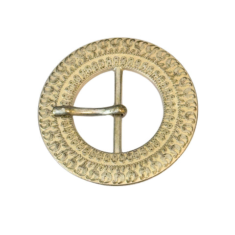 Runde Gürtelschnalle aus Metall mit Inka-Muster in Silber und Gold – dekoratives Gürtelaccessoire