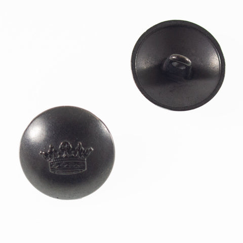 Metallknopf mit Kronenmotiv Halbkugel in Schwarz mit Öse-Befestigung in 10–11 mm
