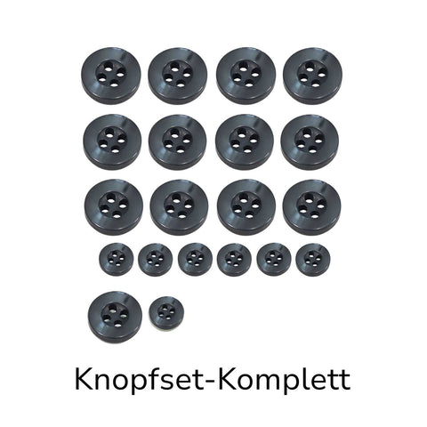 Hemdknöpfe Set Komplett dunkel Grau kaufen – 4-Loch Ersatzknöpfe in verschiedenen Größen für Hemden, Blusen und DIY Nähprojekte
