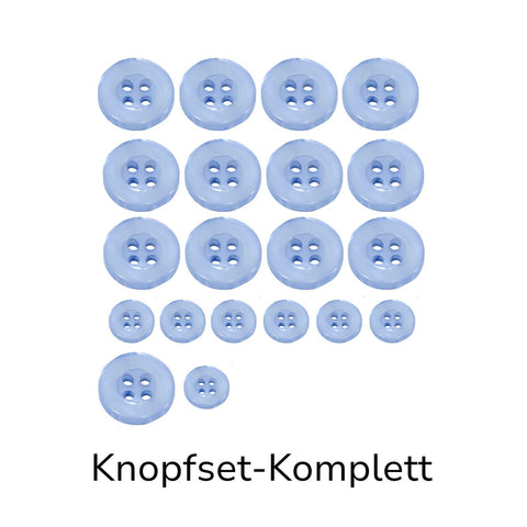 Hemdknöpfe Set Komplett hell Blau kaufen – 4-Loch Ersatzknöpfe in verschiedenen Größen für Hemden, Blusen und DIY Nähprojekte