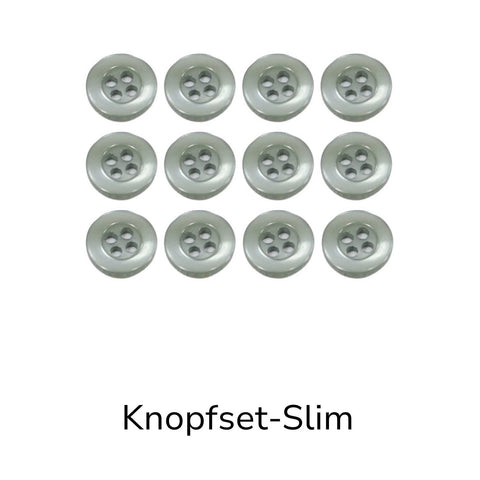 Hemdknöpfe Set Slim Grau kaufen – 4-Loch Ersatzknöpfe in 11 oder 12 mm Größen für Hemden, Blusen und DIY Nähprojekte