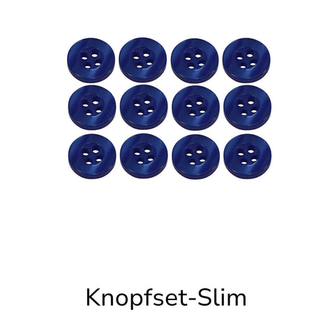 Hemdknöpfe Set Slim dunkel Blau kaufen – 4-Loch Ersatzknöpfe in 11 oder 12 mm Größen für Hemden, Blusen und DIY Nähprojekte