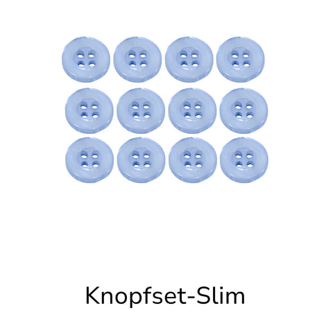 Hemdknöpfe Set Slim hell Blau kaufen – 4-Loch Ersatzknöpfe in 11 oder 12 mm Größen für Hemden, Blusen und DIY Nähprojekte