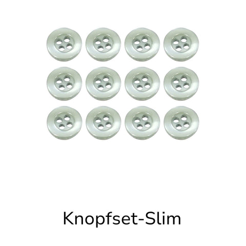 Hemdknöpfe Set Slim hellgrau kaufen – 4-Loch Ersatzknöpfe in 11 oder 12 mm Größen für Hemden, Blusen und DIY Nähprojekte