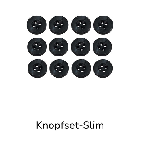 Hemdknöpfe Set Slim schwarz kaufen – 4-Loch Ersatzknöpfe in 11 oder 12 mm Größen für Hemden, Blusen und DIY Nähprojekte