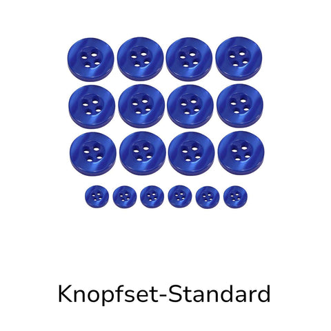 Hemdknöpfe Set Standard royal Blau kaufen – 4-Loch Ersatzknöpfe in verschiedenen Größen für Hemden, Blusen und DIY Nähprojekte