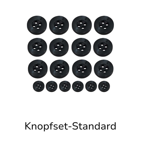 Hemdknöpfe Set Standard schwarz kaufen – 4-Loch Ersatzknöpfe in verschiedenen Größen für Hemden, Blusen und DIY Nähprojekte