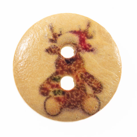 Creme/Natur Holzknopf mit 2-Loch-Befestigung HK-136-02