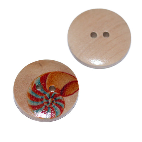 Kinderknopf mit schneckemotiv in Orange aus Holz