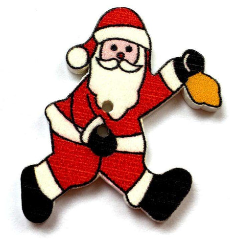 Rot Holzknopf mit Weihnachts-Nikolausmotiv mit 2-Loch-Befestigung HK-104