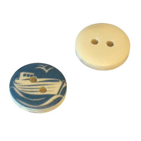 Blau/Creme/Natur Holzknopf mit 2-Loch-Befestigung HK-102-6-R