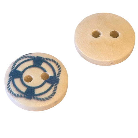Creme/Natur Holzknopf mit 2-Loch-Befestigung HK-102-2-R
