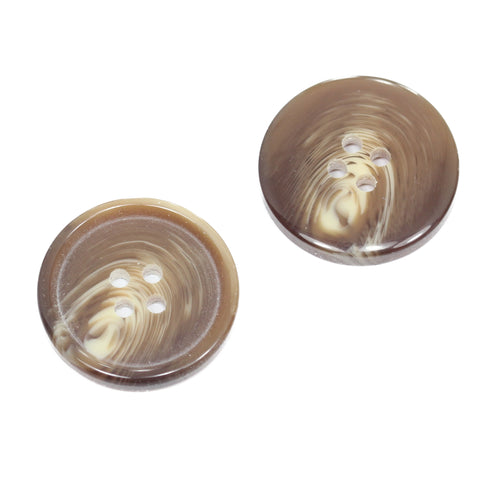 Braun-Beige Hornimitatknopf KBR-23 mit 4-Loch als Jackenknopf