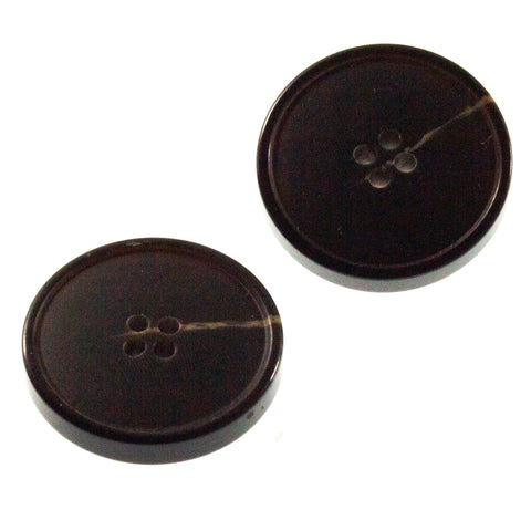 Schwarz Hornimitatknopf HI-58 mit 4-Loch als Mantel- und Jackenknopf