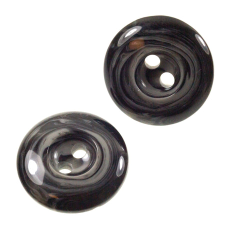 Grau-Schwarz Hornimitatknopf HI-60 mit 2-Loch als Mantel- und Jackenknopf