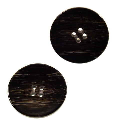 Schwarz-Braun Hornimitatknopf HI-61 mit 4-Loch als Mantel- und Jackenknopf