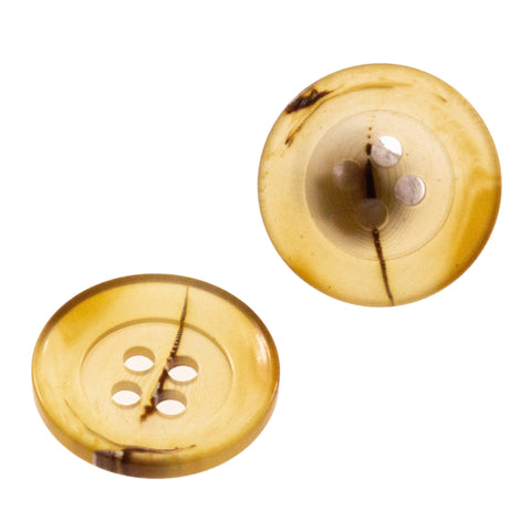 Braun-Beige Hornimitatknopf HI-63 mit 4-Loch als Mantel- und Jackenknopf