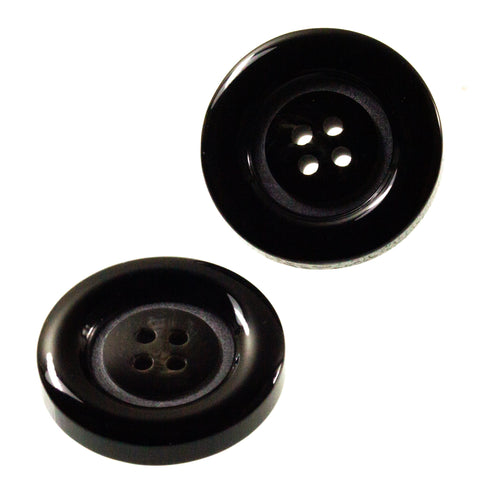 Anthrazit Hornimitatknopf HI-62 mit 4-Loch als Mantel- und Jackenknopf