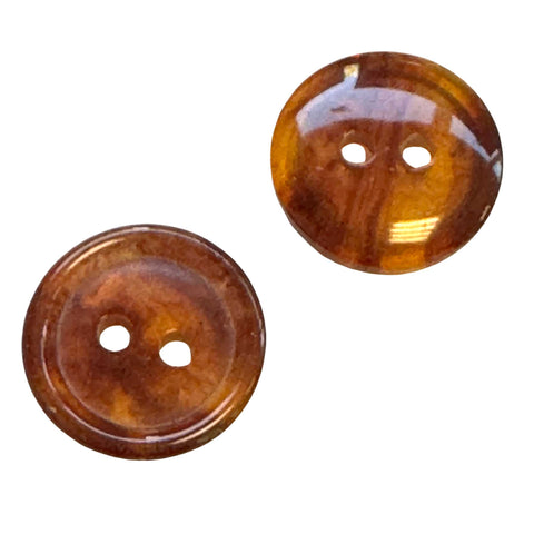 Rot-Braun Hornimitatknopf KBR-33-A mit 4-Loch als Hemd- und Blusenknopf