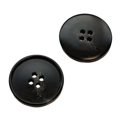 Anthrazit Hornimitatknopf HI-124 mit 4-Loch als Mantel- und Jackenknopf