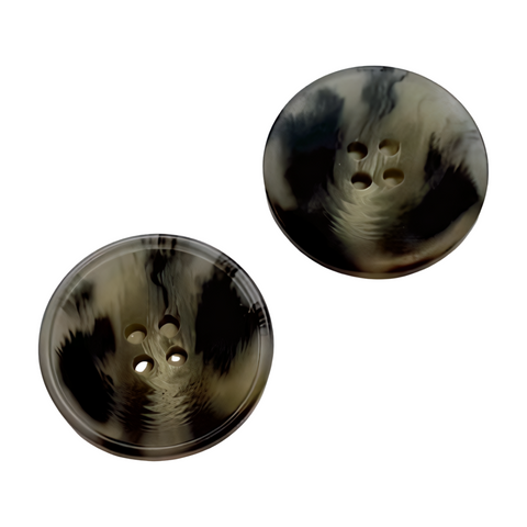 Grau Hornimitatknopf HI-124 mit 4-Loch als Mantel- und Jackenknopf
