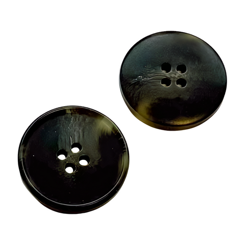 Dunkelgrau Hornimitatknopf HI-124 mit 4-Loch als Mantel- und Jackenknopf