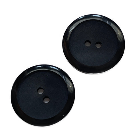 2-Loch Schwarze Knöpfe matt mit glänzendem Rand KS-424