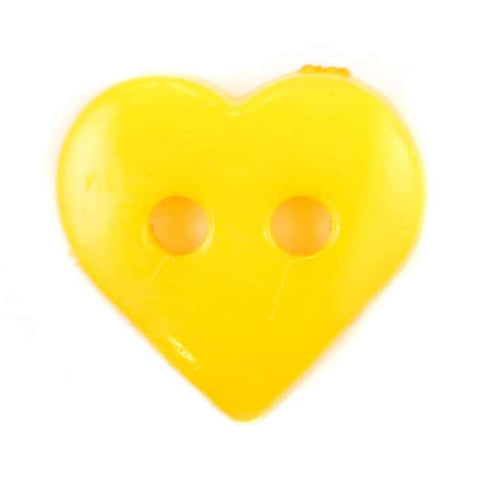 Kinderknopf mit herzmotiv in Gelb aus Kunststoff