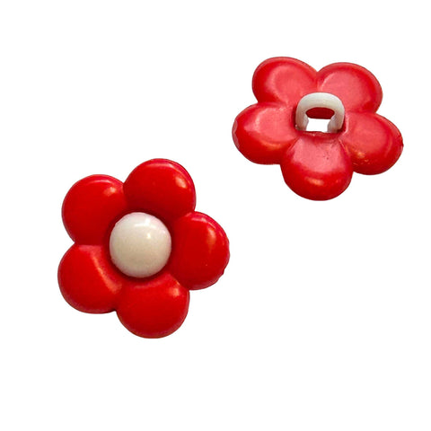 Kinderknopf mit blumemotiv in Rot aus Kunststoff