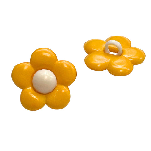 Kinderknopf mit blumemotiv in Gelb aus Kunststoff