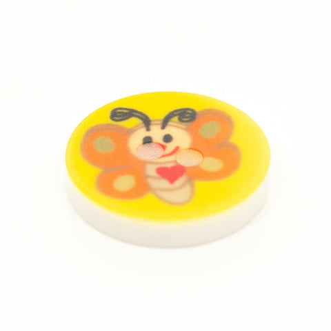 Kinderknopf mit schmetterlingmotiv in Gelb aus Kunststoff