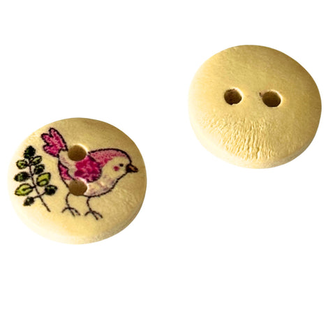 Kinderknopf mit vogelmotiv aus Holz