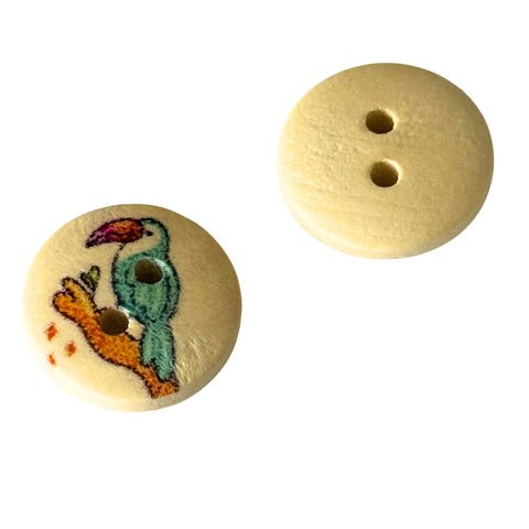 Kinderknopf mit vogelmotiv aus Holz
