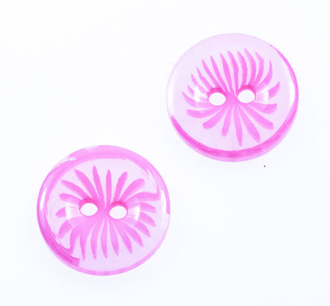 Kinderknopf mit blumemotiv in Rosa aus Kunststoff