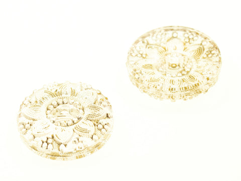 Blüten Knopf transparent KD-18-weiß-gold