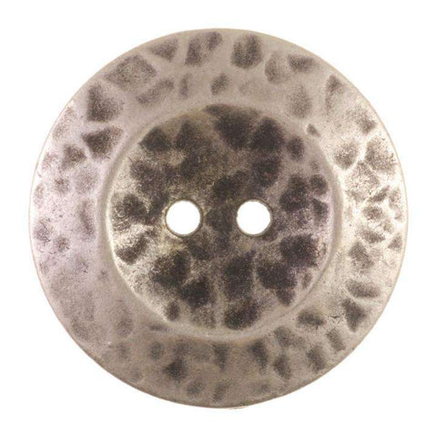 Metallknopf mit rustikal in Altsilber-Silber mit 2-Loch-Befestigung in 23 mm
