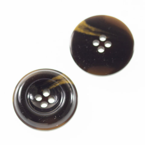 Schwarz-Topaz-Topaz Hornimitatknopf HI-43 mit 4-Loch als Blazer- und Sakkoknopf